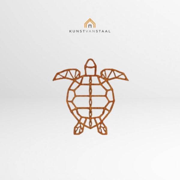 Cortenstaal muurdecoratie "Geometrische Schildpad"