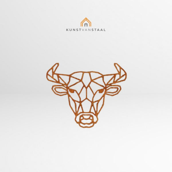 Cortenstaal muurdecoratie "Geometrische Stier"