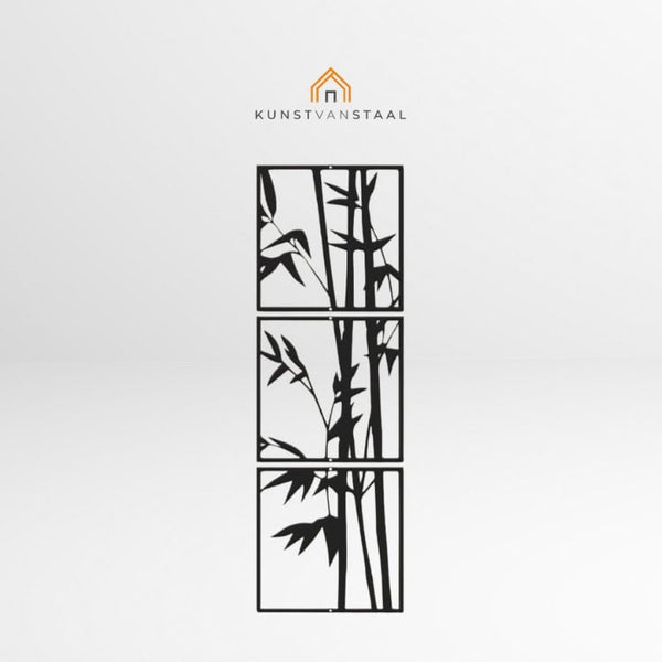Metalen wanddecoratie "Bamboe" (drieluik)