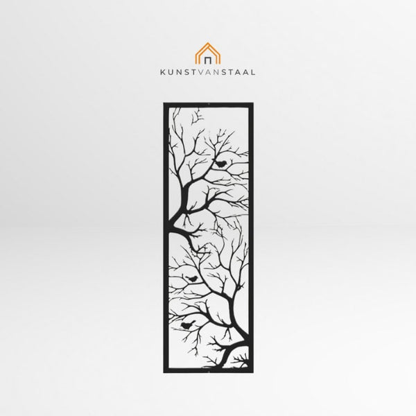 Metalen wanddecoratie "Boom met vogeltjes"