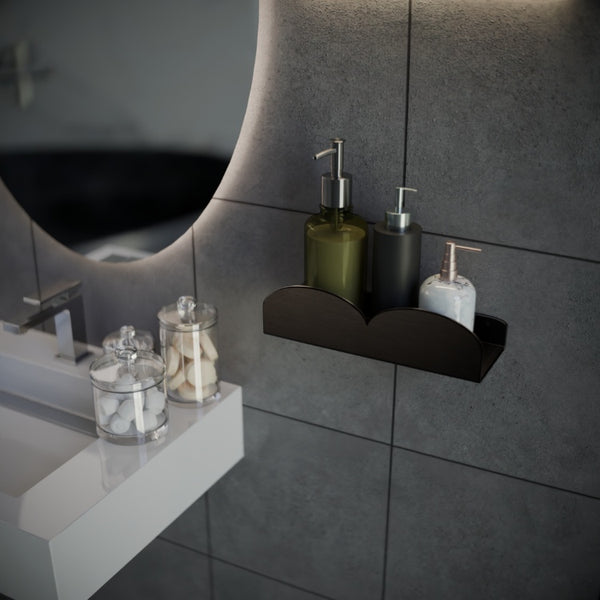 Dubbele organische badkamerplank in zwart