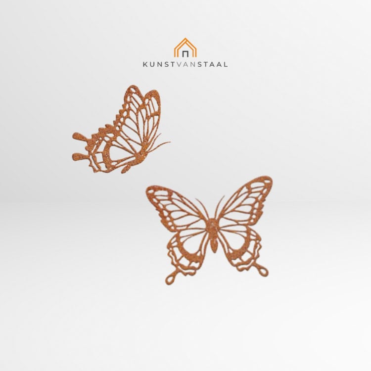 Cortenstaal Vlinders "Larissa" (set 2 stuks) - 1