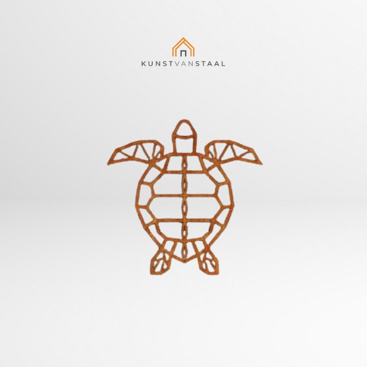 Cortenstaal muurdecoratie "Geometrische Schildpad" - 1