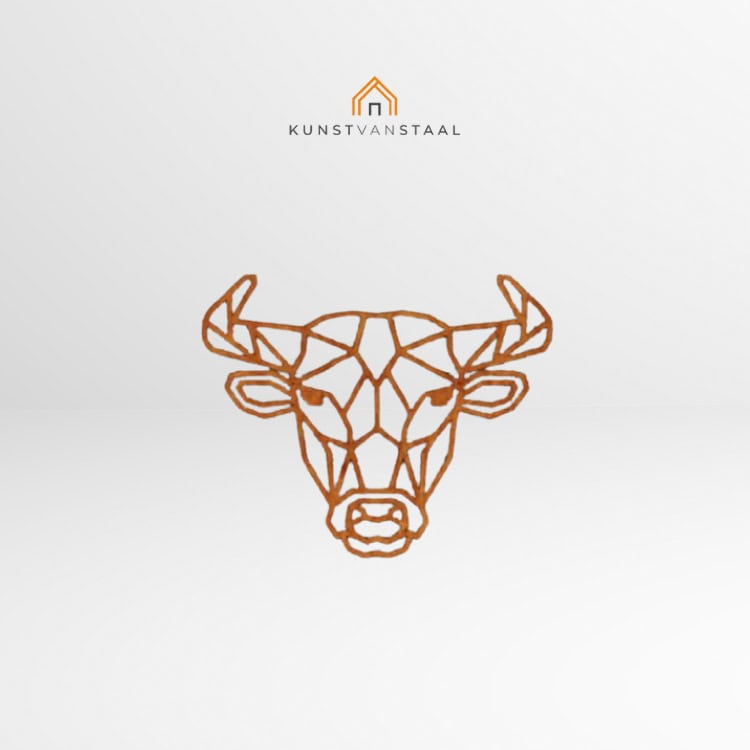 Cortenstaal muurdecoratie "Geometrische Stier" - 1