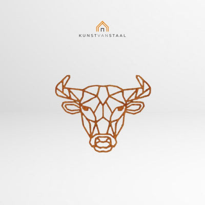 Cortenstaal muurdecoratie "Geometrische Stier" - 1