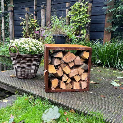 Cortenstaal houtopslag 40 x 40 x 40 cm (vierkant) - 2