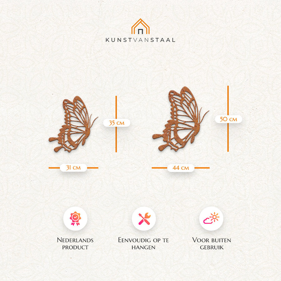 Cortenstaal Vlinders "Larissa" (set 2 stuks) - 4