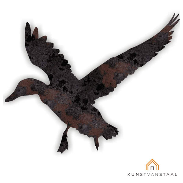 Cortenstaal eend, artistieke cortenstaal sculptuur voor een natuurlijke uitstraling.