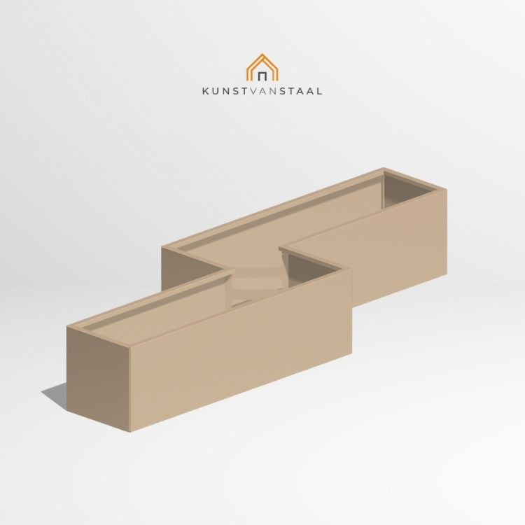 Grijsbeige plantenbak Z-vorm 300 x 100 x 50 x H 50 cm - 1