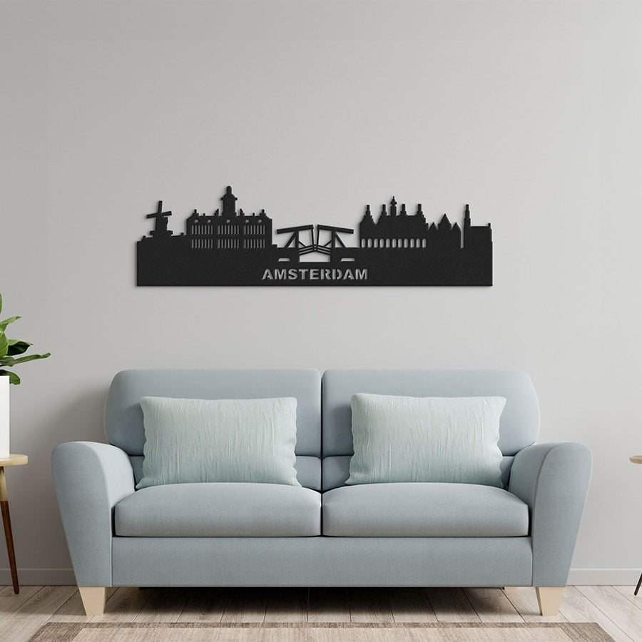 Metalen wanddecoratie "Skyline Amsterdam" - 2