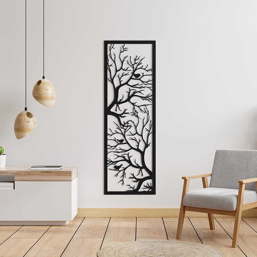 Metalen wanddecoratie "Boom met vogeltjes" - 2