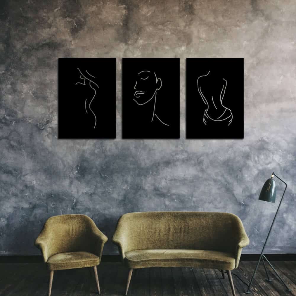 Metalen wanddecoratie "Line Art" (3 stuks) - 2