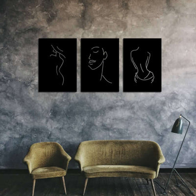 Metalen wanddecoratie "Line Art" (3 stuks) - 2