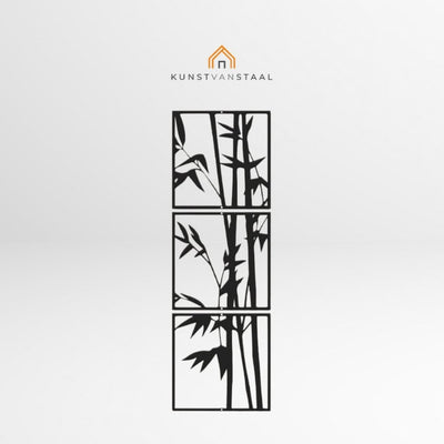 Metalen wanddecoratie "Bamboe" (drieluik) - 1