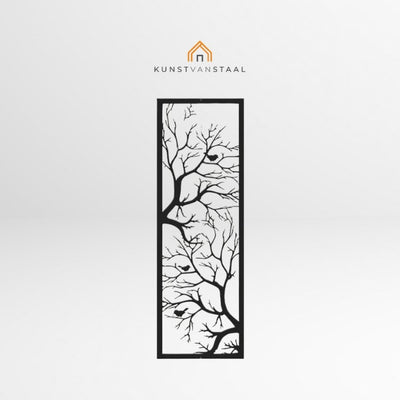 Metalen wanddecoratie "Boom met vogeltjes" - 1
