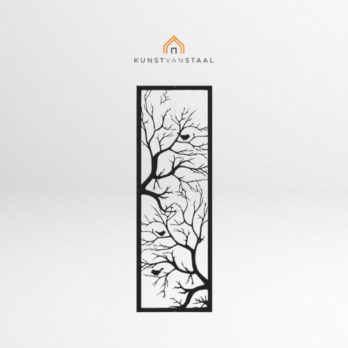 Metalen wanddecoratie "Boom met vogeltjes"