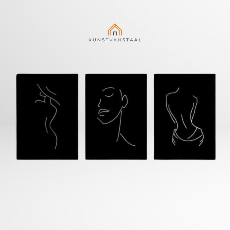 Metalen wanddecoratie "Line Art" (3 stuks) - 1
