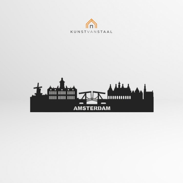Metalen wanddecoratie "Skyline Amsterdam" - 1