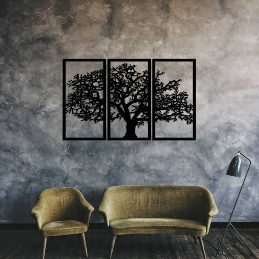 Metalen wanddecoratie "Abstracte Boom" (drieluik) - 2