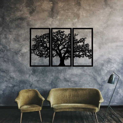 Metalen wanddecoratie "Abstracte Boom" (drieluik) - 2