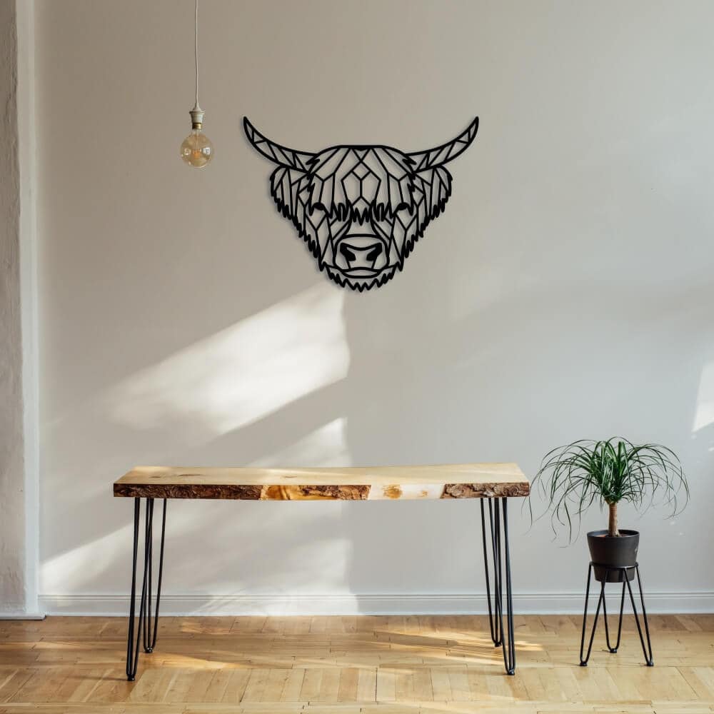 Metalen wanddecoratie "Geometrische Schotse Hooglander" - 2