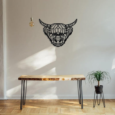 Metalen wanddecoratie "Geometrische Schotse Hooglander" - 2