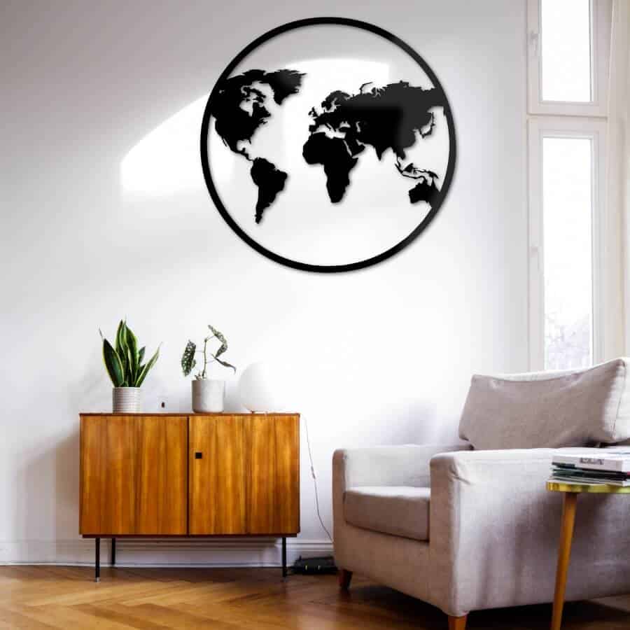 Metalen wanddecoratie "Wereldbol" - 1
