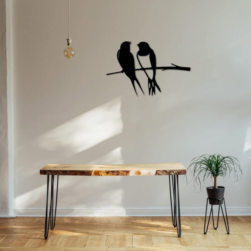 Metalen wanddecoratie "Zwaluwen op een takje" - 2