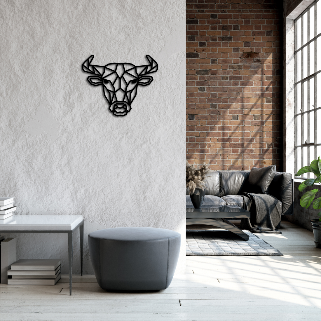Metalen wanddecoratie "Geometrische Stier" - 1