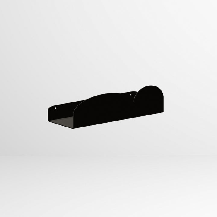 Zwarte organisch gevormde wandplank Drift 30×11 cm