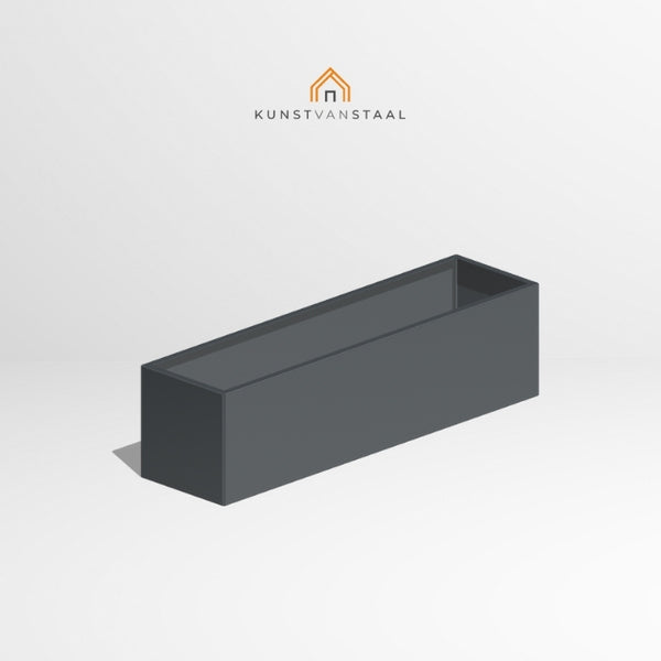 Antracietgrijze plantenbak van 150×40×40 cm voor langwerpige tuinlijnen