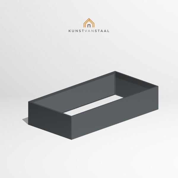 Antracietgrijze plantenbak van 200×100×40 cm voor brede tuinvakken