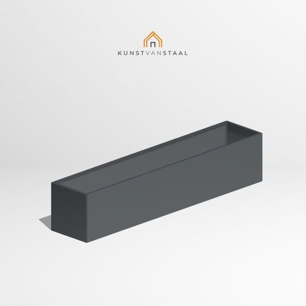 Antracietgrijze plantenbak van 200×40×40 cm voor strakke opstellingen