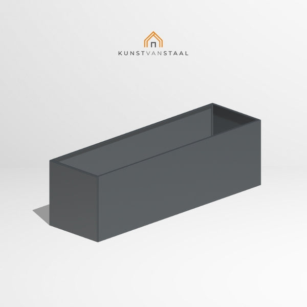 Antracietgrijze plantenbak van 200×60×60 cm voor ruime buitenbeplanting