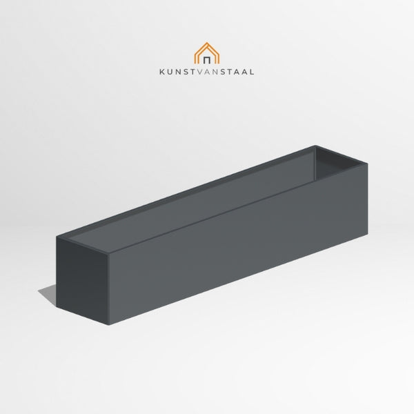 Antracietgrijze plantenbak van 250×50×50 cm voor grote buitenbeplanting