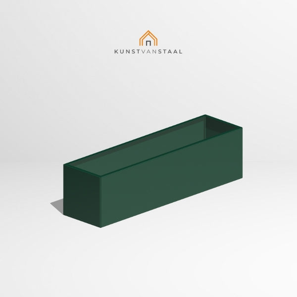 Groene plantenbak van 150×40×40 cm voor langwerpige tuinontwerpen