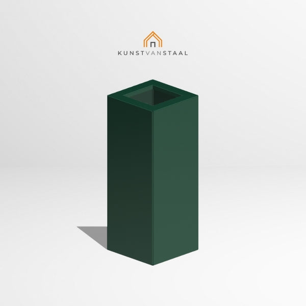 Groene hoge plantenbak van 60×60×150 cm voor natuurlijke buitenstijl