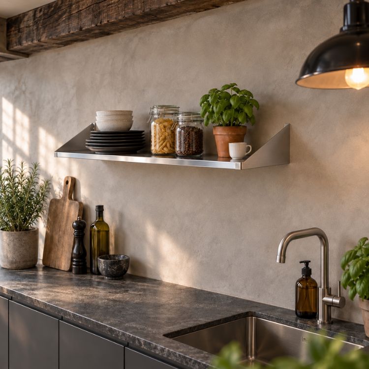 RVS Wandplank 80 x 30 cm - 1