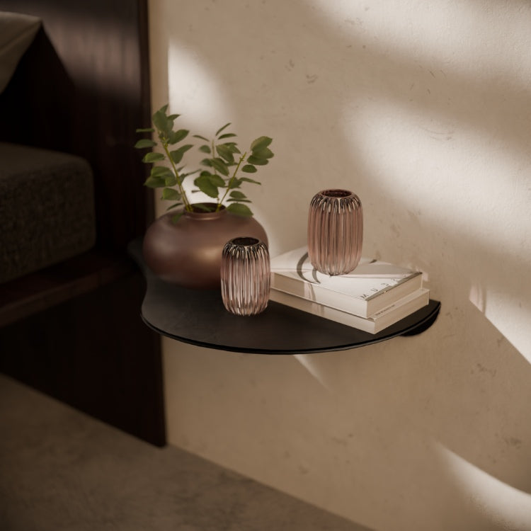 Organische wandplank III rechts in zwart