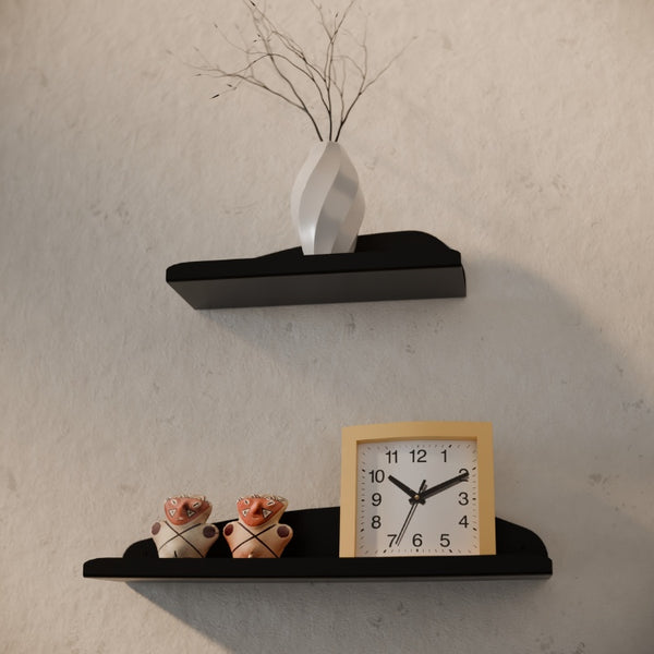 Organische wandplank II Contra in zwart in 30 en 40 cm