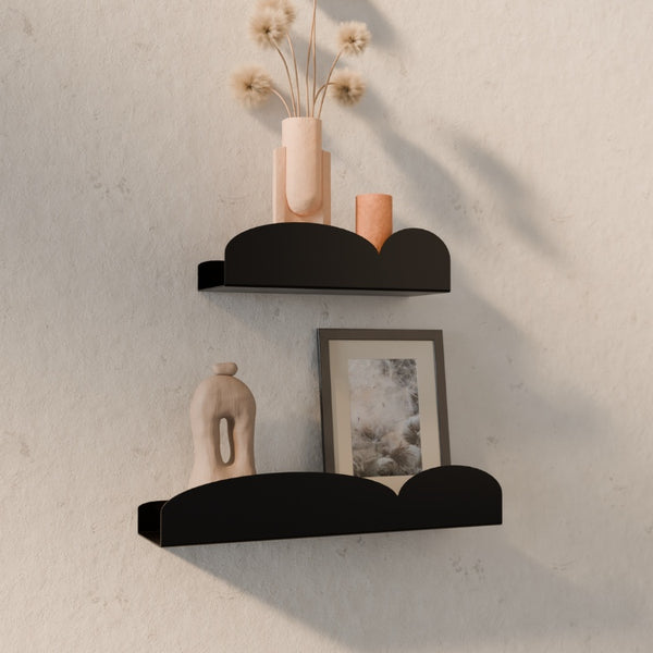 Dubbele organische wandplank asymmetrisch in 30 en 40 cm