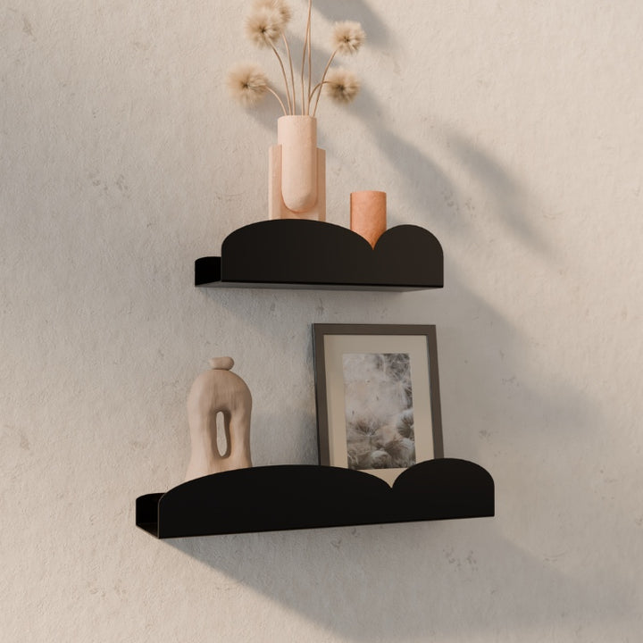 Dubbele organische wandplank asymmetrisch in 30 en 40 cm