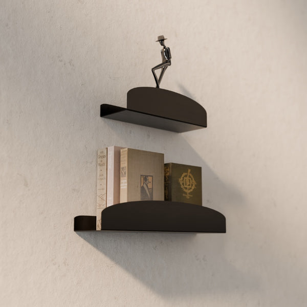 Organische wandplank in zwart in 30 en 40 cm