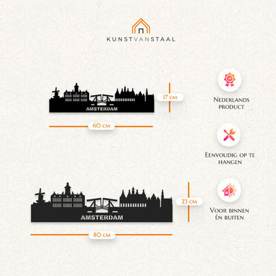 Metalen wanddecoratie "Skyline Amsterdam" - 3