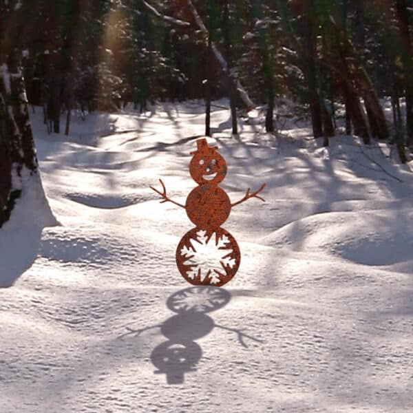 Cortenstaal Kerstdecoratie Sneeuwpop