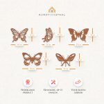Cortenstaal decoratie vlinders – set 5 stuks afmetingen klein