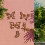 Cortenstaal decoratie vlinders – set 5 stuks