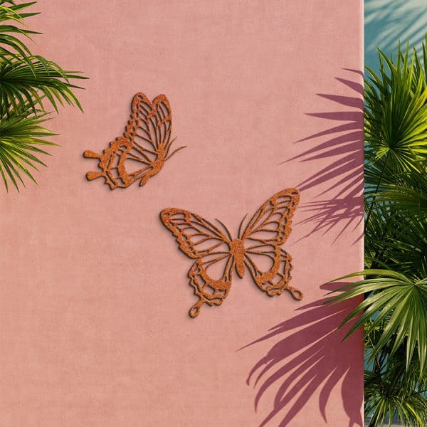 Cortenstaal muurdecoratie vlinders Larissa